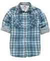 Perennially plaid.  This shirt from Guess will be a favorite year-round.