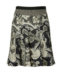 Take a feminine stance on this seasons penchant for prints with Etros monochrome swing skirt, finished with a contrast tweed waistline for that modern-classic feel - Hidden side zip, flared silhouette - Style for cocktails with satin tops and seductive strappy sandals