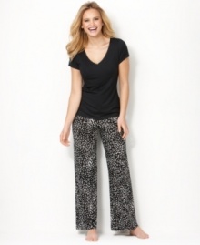 Venture into your dreams with wild style. These slinky knit pajama pants by Alfani feature a contemporary animal print.