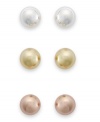 Become the belle of the balls with this set of stud earrings from Unwritten. Crafted from sterling silver and 18k yellow and rose gold over it, as well, for a different tone. Approximate diameter: 1/6 inch.