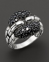 A lovely link ring by John Hardy, adorned with a cluster of polished black sapphires. Designed by John Hardy.