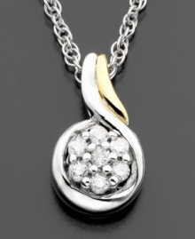 Happiness shines through the beautiful round-cut diamond accents set in 14k gold & sterling silver. Pendant measures a 1/2-inches. Approximate length: 18 inches.