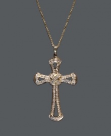 Let style and spirituality combine. Effy Collection's exquisite cross pendant features an intricate cut-out shape decorated by sparkling, round-cut diamonds (1/2 ct. t.w.). Crafted in 14k gold. Approximate length: 18 inches. Approximate drop: 1-1/2 inches.