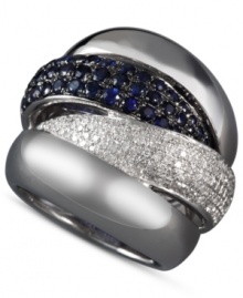 Practice contrast. EFFY Collection's sweetly-sparkling ring combines round-cut sapphires (1-1/3 ct. t.w.) and diamonds (1/2 ct. t.w.) in a sterling silver 4-band setting. Size 7.