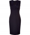 Great for work or play, this figure-hugging dress from Ermanno Scervino channels classic sophistication with a playful twist - V-neck with embroidery, sleeveless, fitted silhouette, concealed back zip closure - Pair with sheer stockings, a bold shoulder blazer, and platform pumps