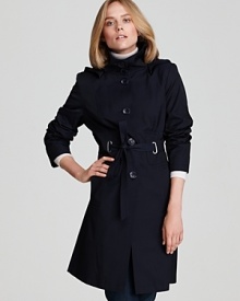 Ward off rain showers in style with Via Spiga's flattering belted raincoat, though equally as feminine in all weather conditions.