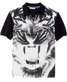 Look twice. With a large graphic, this polo shirt from Sean John gives a classic look some bite.