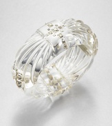 From the Teatro Moderne Collection. Beautifully hand-crafted lucite in an Art Deco-inspired motif accented sparkling Swarovski crystals. LuciteSwarovski crystalsDiameter, about 2.5Hinged, magnetic closureMade in USA