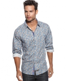 Change up your casual pattern with this floral shirt from English Laundry.