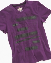 Magnetic appeal: Epic Threads' bold Tape Words graphic tee with this season's on-trend V neck.