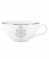 Gleaming leaves spruce up this white bone china cup, topped off with a platinum rim. From Lenox Lifestyle dinnerware, these dishes are playfully modern and naturally chic, and have an enchanting look that's fresh and perfect for every occasion. Qualifies for Rebate