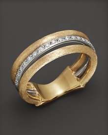 Hand-engraved 18K gold ring with diamonds from Marco Bicego.