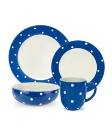 Connect the dots to a charming table setting, perfect for every occasion. With classic polka dots in a blue and white palette, Baking Days dinnerware from Spode's collection of place settings brightens every day.