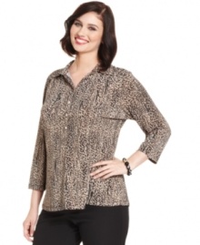 Sport Alfani's three-quarter-sleeve plus size top with your favorite causal bottoms-- it's an Everyday Value!