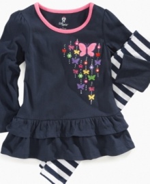 This Clubhouse tunic and leggings set is a cute and cuddly style, perfect for sunny day fun.