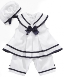 Anchors away! She'll be ready to take to the high seas in this adorable sailor set from Rare Editions.