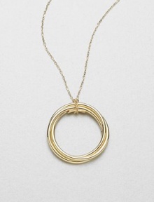 Radiant 18k gold in a wrapped circle design on a delicate link chain. 18k goldLength, about 31Pendant size, about 1.5Lobster clasp closureMade in Italy