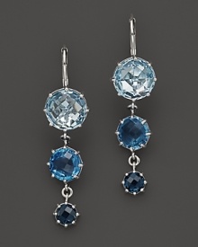 Faceted blue topaz triple drop earrings from Anzie.