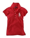 A signature polo design in comfy cotton piqué is adorned with a beaded Big Pony design for a shimmering, eye-catching effect.