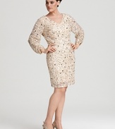 Aidan Mattox Plus Dress - Beaded Long Sleeve