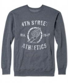 Sweats don't have to equal shlubby. This stylish Public Universe printed fleece has a neat fit and a cozy feel.