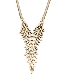 Let nature inspire your style. Bar III's cascading necklace features a pretty v-shape with miniature leaves clustered together. Crafted in antique gold-plated mixed metal. Approximate length: 20 inches + 3-inch extender. Approximate drop: 5-1/2 inches.