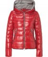 Stay warm while maintaining your impeccable style in this sporty, lightweight down jacket from Duvetica - Hooded, front two-way zip closure, long sleeves, zip pockets, quilted - Wear with an elevated jeans-and-tee ensemble and shearling lined boots