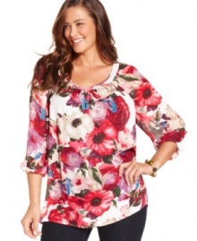 Freshen up your fall look with Charter Club's plus size floral-printed top!