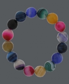 The more the merrier! A multitude of multicolored fire agate beads (38-2/5 ct. t.w.) make Avalonia Road's beautiful stretch bracelet an instant hit. Approximate length: 6-1/2 inches. Approximate width: 3/8 inch.