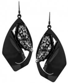 Smoldering & sultry. Sparkling rock crystals set in hematite-plated mixed metal make BCBGeneration's drop earrings a dramatic addition to your look. Hung from matching ear wire. Approximate drop: 2-3/4 inches.