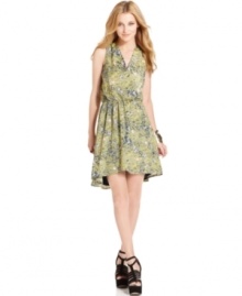 An allover bird print adds irreverent appeal to this Bar III dress, perfect for a cute, casual look that's a bit flirty!