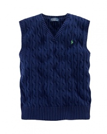 The essential sweater vest in handsome and durable cabled cotton.