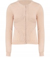 With a chic neutral hue and a ladylike cable knit pattern, this versatile cardigan from Valentino R.E.D will be your elegant go-to for this seasons feminine looks - Round neck with cable knit trim, long sleeves, front button placket, fitted with cable knit decorative trim down front and sleeves- Style with a tie-neck blouse and a midi-length swing skirt or figure-hugging pencil skirt