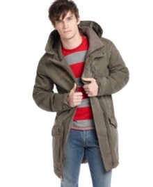 Layer up for the season in cool, casual style with this parka from Calvin Klein.