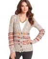 Bright woven yarn adds a crafty-chic appeal to this Kensie sweater -- an adorable layering piece!