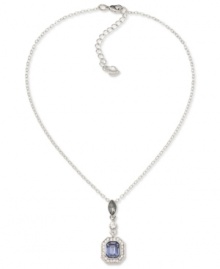 Center of attention. Carolee offers a sparkling glass stone in the middle of this pendant. It's crafted from silver-tone mixed metal and features glass accents for a refined touch. Approximate length: 16 inches + 2-inch extender. Approximate drop: 1-5/8 inches.