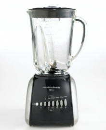 Ride the Wave all the way to beautifully blended drinks and more. This generously sized blender features a Wave-Action(tm) system that continuously pulls ingredients down into the blades for consistently smooth results. Three-year warranty. Model 50235.