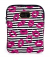 Detailed with a mash-up of bold graphic prints, Marc by Marc Jacobs stripey lips logo tablet case is a fun choice for stashing away your favorite piece of hardware - Black logo plaque, zip closure - Carry alone, or slip into sleek leather totes