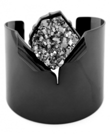 Put out the fire! This smokey, smoldering cuff bracelet by BCBGeneration exudes evening elegance with its hematite-plated mixed metal setting and rock crystal accent. Approximate diameter: 2-1/3 inches.