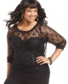 Sheer perfection: Planet Gold's lace plus size top is key for trend-right style!