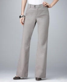 A tab front and flattering bootcut leg make these Style&co. twill pants a must-have. The comfort waistband features extra elastic stretch for a comfortable fit.