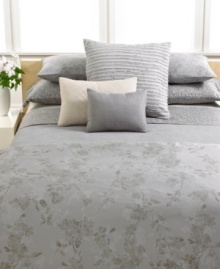 Serene sophistication. Featuring chic frayed details, this Regent Damask European sham from Calvin Klein is the focal point of any bed.