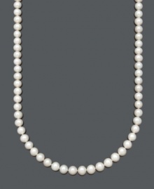 Choose the perfect strand for you. This beautiful pearl necklace by Belle de Mer features AA+ cultured freshwater pearls (9-10 mm) with a 14k gold clasp. Approximate length: 24 inches.