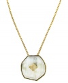 Welcome to the jungle. Vince Camuto's wilderness-themed pendant combines natural horn and beige-colored agate on a trendy longer chain. Set in gold-plated mixed metal. Approximate length: 30 inches. Approximate drop: 2-1/2 inches.