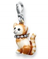 The purrfect accessory! With colorful detail and collar shimmering with glass accents, this cat charm is crafted in silver tone mixed metal. Chain not included. Approximate drop: 2 inches.