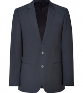 Add instant elegance to your workweek look with this sophisticated blazer from Hugo - Narrow lapels, two-button closure, single chest pocket, front flap pockets, slim fit, back vent - Pair with matching pants and a striped button down