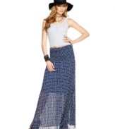 Sheer chiffon is all the rage for spring. Get the look with this Andrew Charles printed maxi skirt!