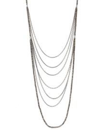 So long. A lengthy layered silhouette sets apart this chic cherry bead chain necklace from Kenneth Cole New York. Made in hematite tone mixed metal, it's sure to be a stylish addition to your wardrobe. Approximate length: 24 inches + 3-inch extender.