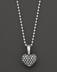 A beaded heart and chain give Lagos' sterling silver pendant necklace a downtown edge. Designed by Lagos.