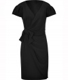 Detailed in textural crepe with an incredibly flattering fit, Viktor & Rolfs bow detailed sheath is a sweet yet sultry take on the Little Black Dress - Wrapped deep V-neckline, pleated cap sleeves, bow sash at waist, hidden side zip - Tailored fit - Wear with platform peep-toes and a metallic box clutch